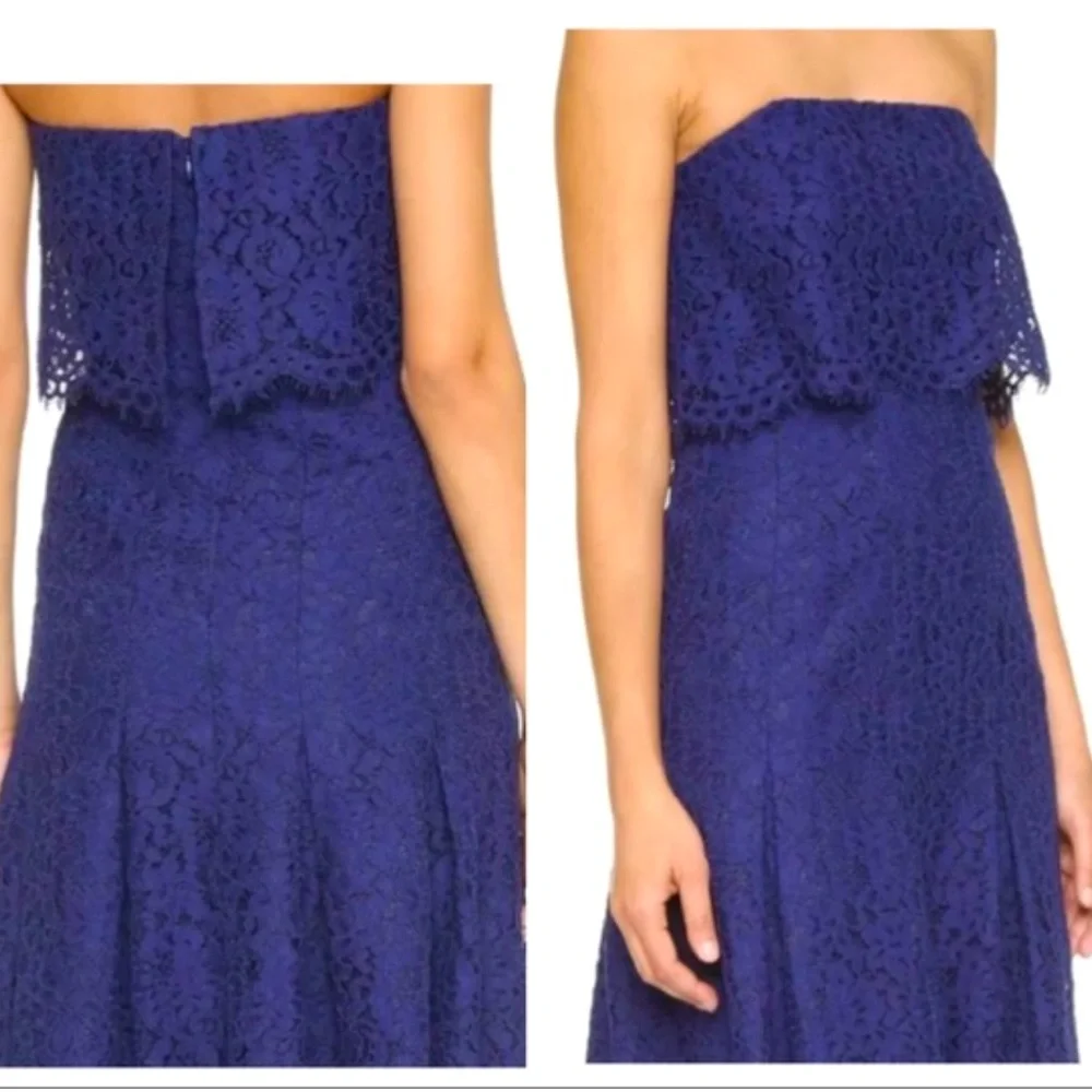 Gorgeous Pristine Chic Fitted Sexy Shoshanna Classy Strapless Blue Lacy Dress - Picture 5 of 14
